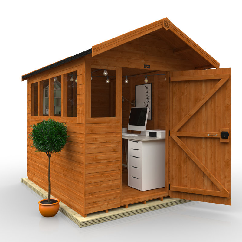 6 ft. W x 8 ft. D Solid Wood Shiplap Apex Garden Shed