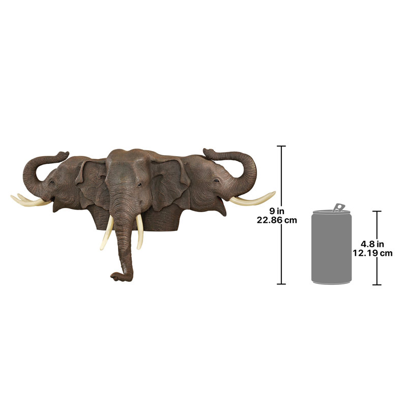 Hand-Painted Resin Elephant Trio Wall Sculpture