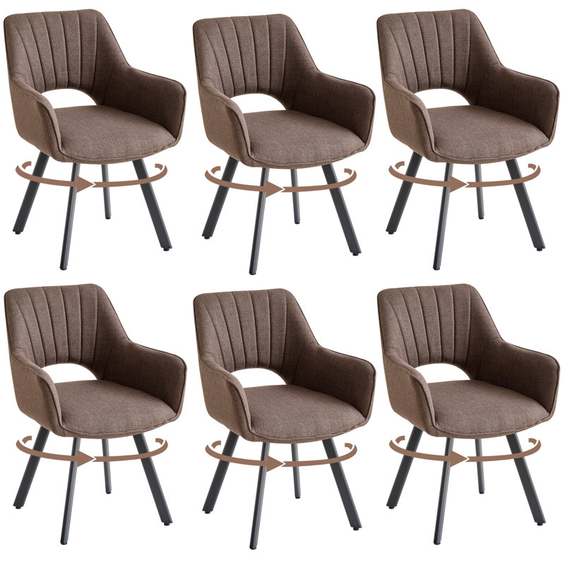 Linen Blend Upholstered Armchair, Dark brow, 6, Dark brow
