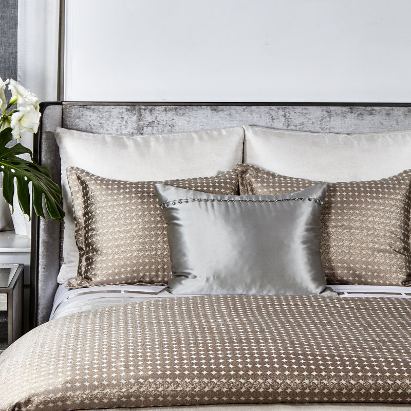 Charmeuse Silk Square Pillow Cover & Insert, Pumice