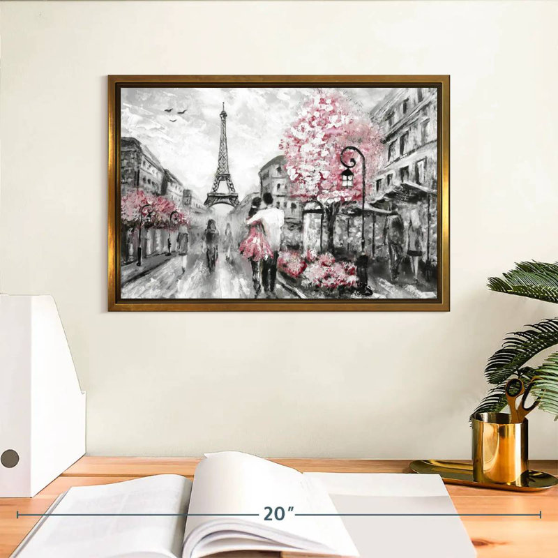 Rose Paris, Cadre flottant doré, 13 po x 9 po
