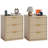 Fluted Nightstand w/ Charging Station, Mid Century Modern Bedside Table with Drawers & Open Shelf-2081763452