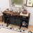 Farmhouse Sideboard With Sliding Barn Door & Mesh Panels - Open Storage Buffet-1029759630