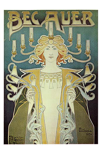 Lampes becauer par alphonse mucha-impression, H 42 po x l 28 po x P 1,5 po