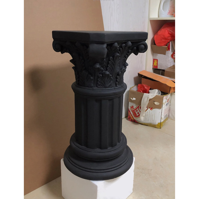 Solid Black Roman Column Floor Ornament