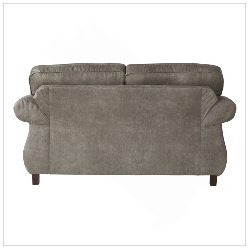 Causeuse avec têtes de clou bronze antique en jetson gingembre, rembourrée pour plus de confort et de style, Gris