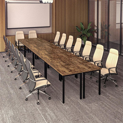 192'' Wide Rectangular Modular Conference Table with Wood Grain Top and Metal Legs, Seats 16+
