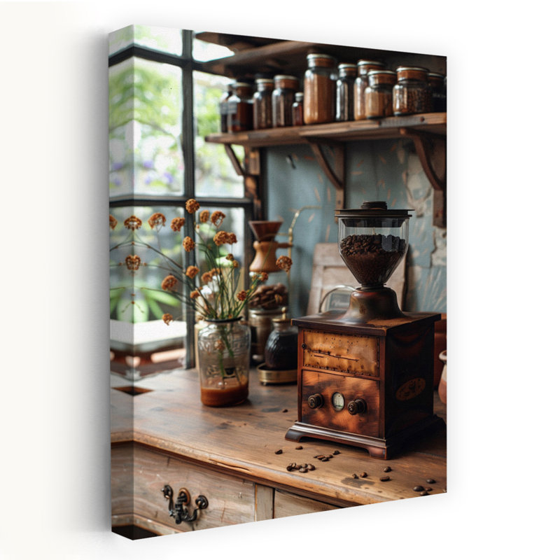 «Vintage Coffee Grinder», art mural rétro, 24" H x 16" W