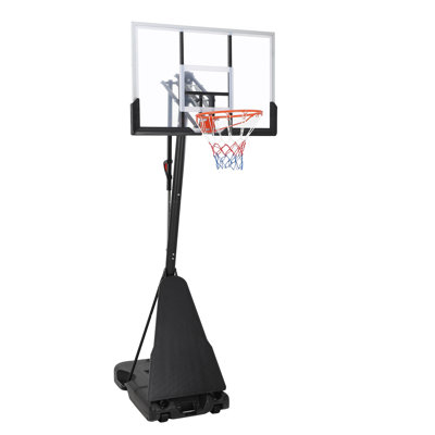Panneau de butin de basketball portatif de 50 pouces à hauteur de 5,2 à 10 pieds avec panier de basketball portatif et base à 2 roulettes pour une grande base stable