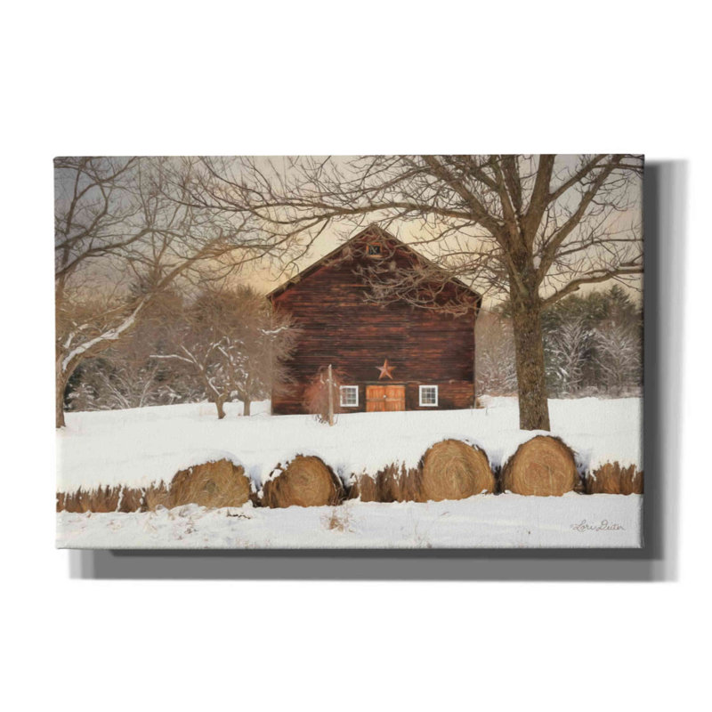 «Snowy Vermont Barn» par Lori Deiter, art mural sur toile, H 12 po x l 18 po x P 0,75 po