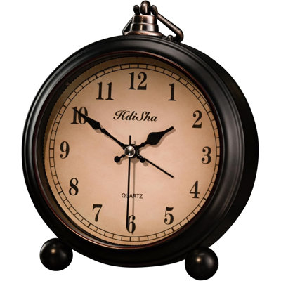 Vintage Alarm Clock, 5" Silent Non Ticking Snooze Analog Small Clock