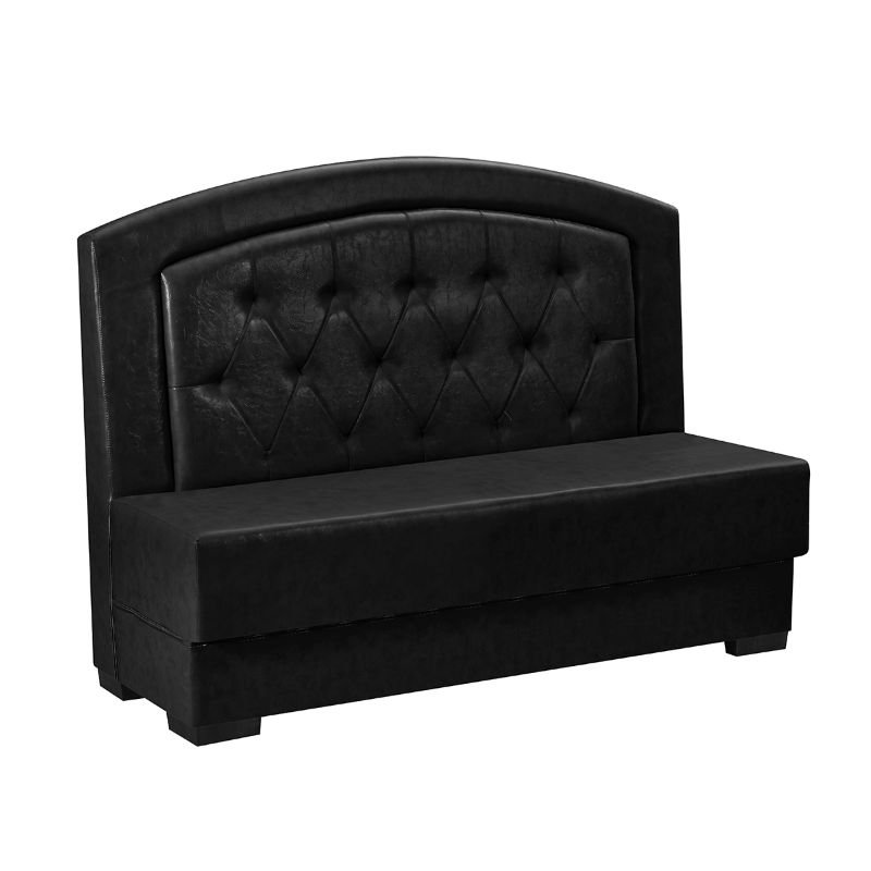 Cabine en bois simple L 60 po x H 44 po avec dossier capitonné à losanges noirs et siège rembourré en vinyle, Noir