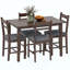 Ensemble de salle à manger 5 pièces en bois massif pour 4 personnes, table de cuisine de style campagnard avec chaises rembourrées pour petits espaces, salle à manger, coin repas