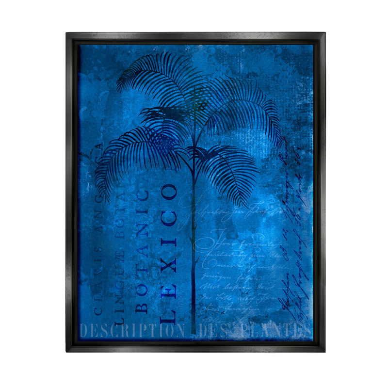 "Modern Botanical Palm", art mural sur toile flottante par Andrea Haase, Cadre flottant noir de jais