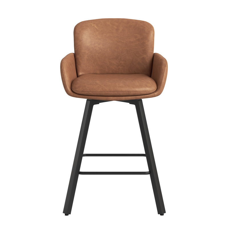 Nicola Regal Premier Swivel Bar Stools, 4, New Brown/Faux Leather