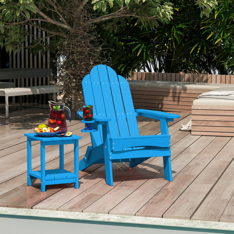 Chaise Adirondack pliante en plastique, Bleu vif