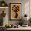 Geometric Floral Silhouette Art Deco 1 Piece Wrapped Canvas Wall Art-2032796587-2032796591