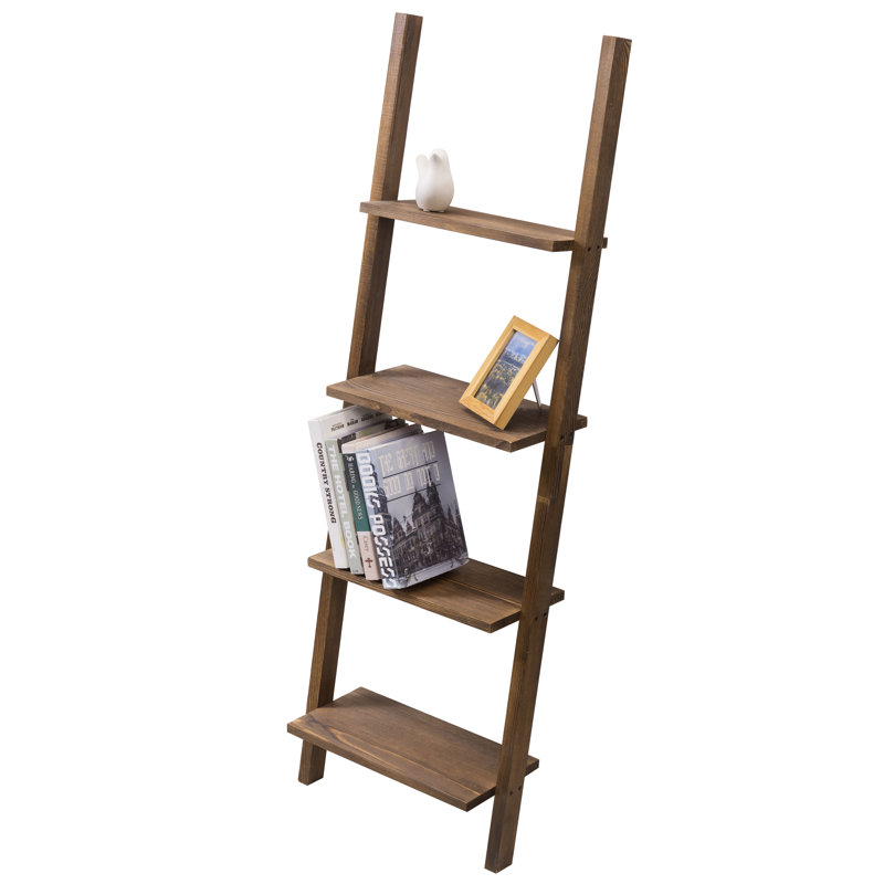 Eadyn 4 Tier Solid Wood Ladder Bookcase
