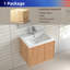 Ensemble de meuble-lavabo flottant 24 po, armoire de salle de bain murale en bois massif avec 2 tiroirs de rangement, lavabo intégré en résine blanche