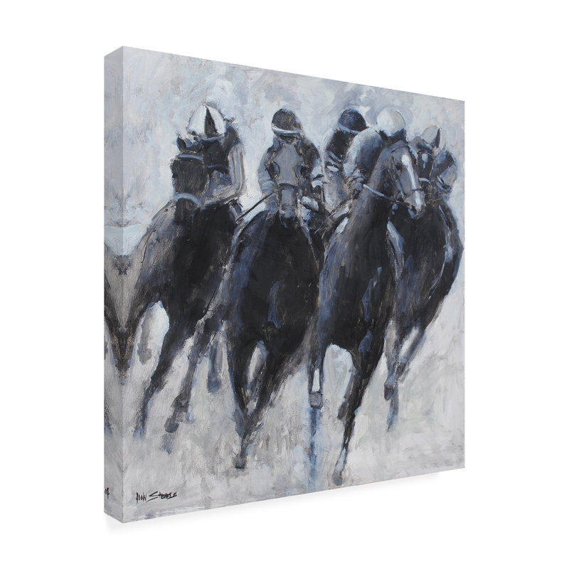 Wrapped Canvas Wall Art - Allayn Stevens  'THE RACE IS ON' Wall Art for Living Room, Bedroom, or Office Décor  - 18x18