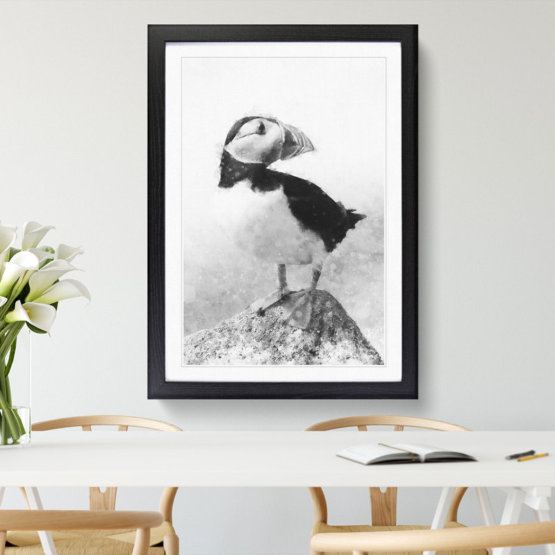 The Atlantic Puffin Bird - Framed Print, 45cm H x 33cm W x 2cm D, Black Framed