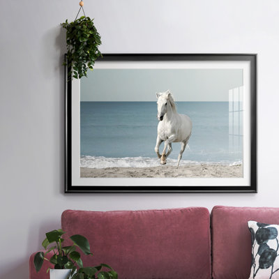 Camargue Beach Horse encadré sur papier