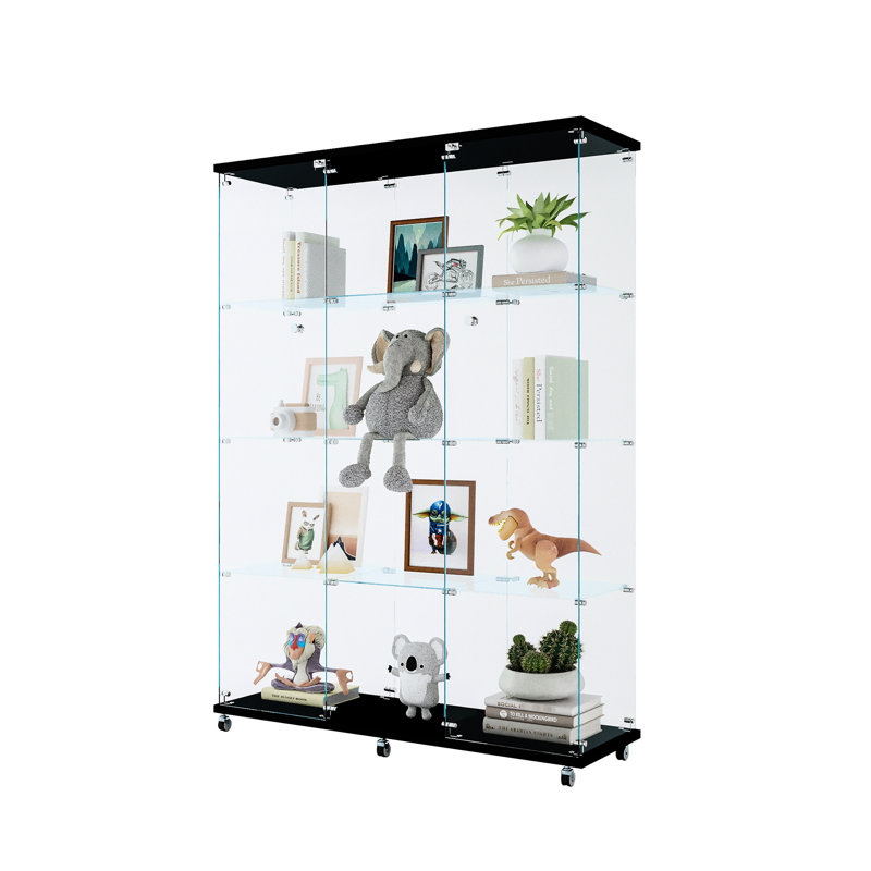 Vitrine de rangement en verre noir avec 4 tablettes