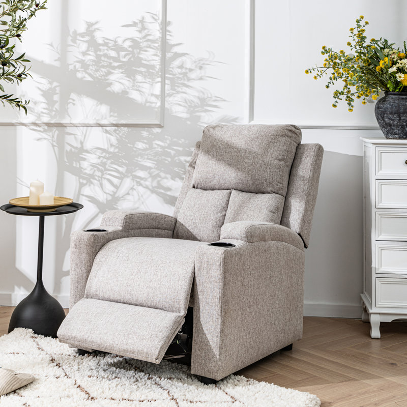 30.71'' Ultra-Comfortable Modern Recliner with Push-Back Mechanism, Dual USB Ports, and Cup Holders, Camel