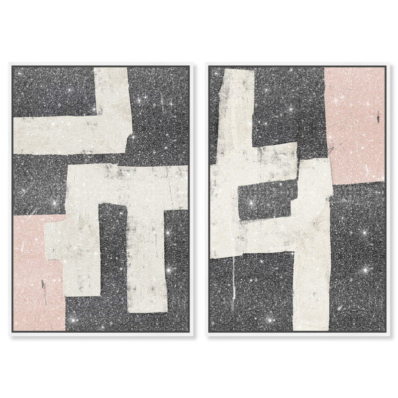 Placed Together Set Set by Oliver Gal, 37"H x 55"W, White Floater Frame