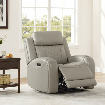 Top Grain Leather Dual-Motor Lay-flat Recliner with Power Headrest