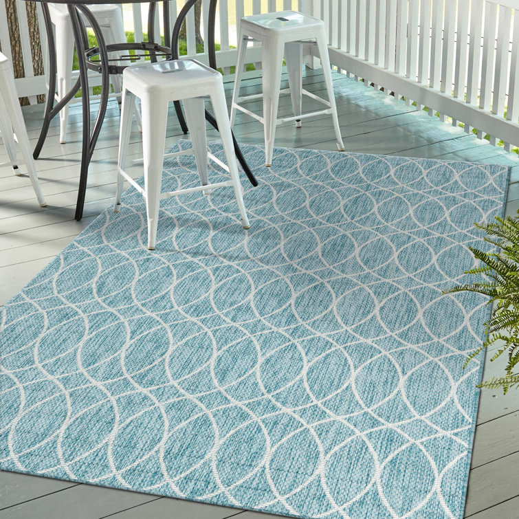 Light Aqua Gitter Indoor/Outdoor Trellis Rug