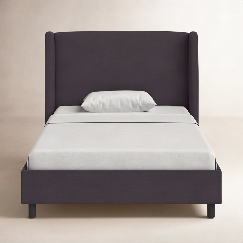 Tilly Upholstered Low Profile Platform Bed, Full, Classic Black Linen