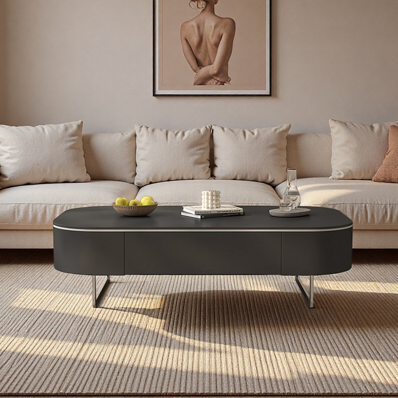Italian rectangular stone slab coffee table, 15.7" H x 47.2" L x 23.6" W