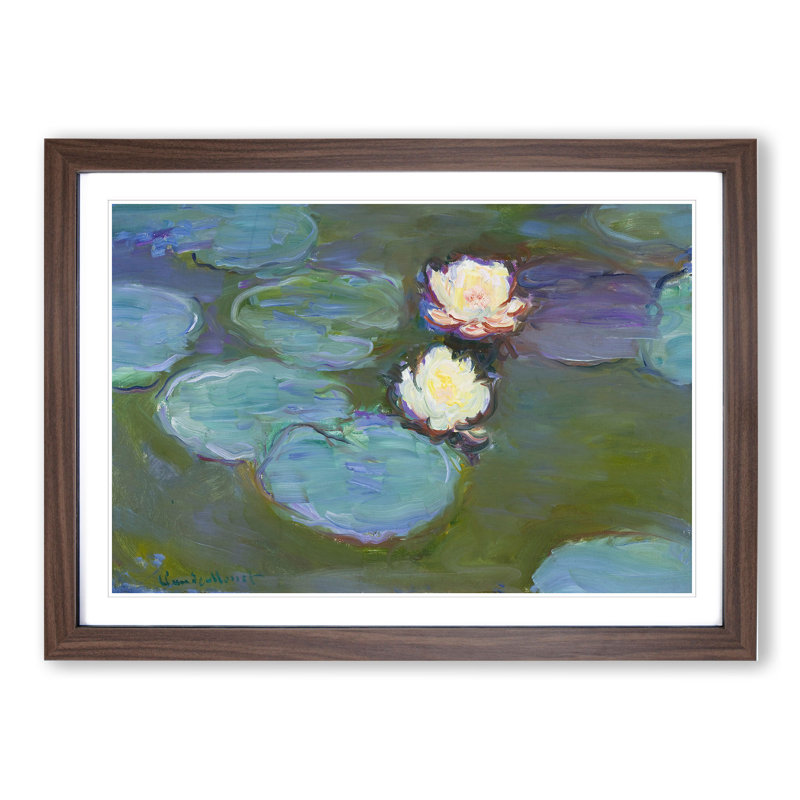 Water Lilies Lily Pond Vol.41 by Claude Monet - Picture Frame Painting, 27cm H x 36cm W x 2cm D, Walnut