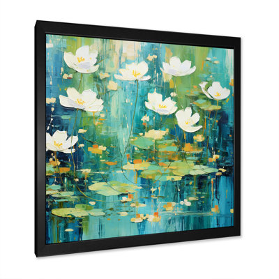 «Green Peaceful Floral Tide Pools» - art mural minimaliste côtier