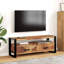 Meuble télé avec meuble télé en bois d'acacia thermolaqué brun et noir