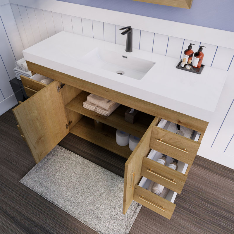 Ensemble de meuble-lavabo simple 60 "Spring, Chêne et teck