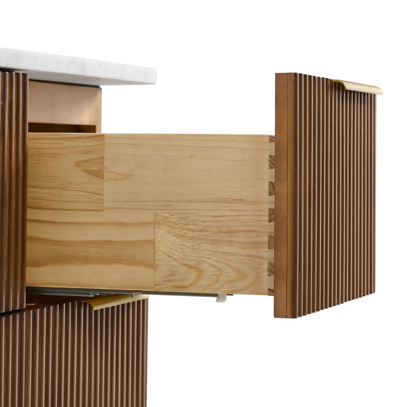 Kensington Floating Vanity 48" Single Vanity, Brown Reeded Birch