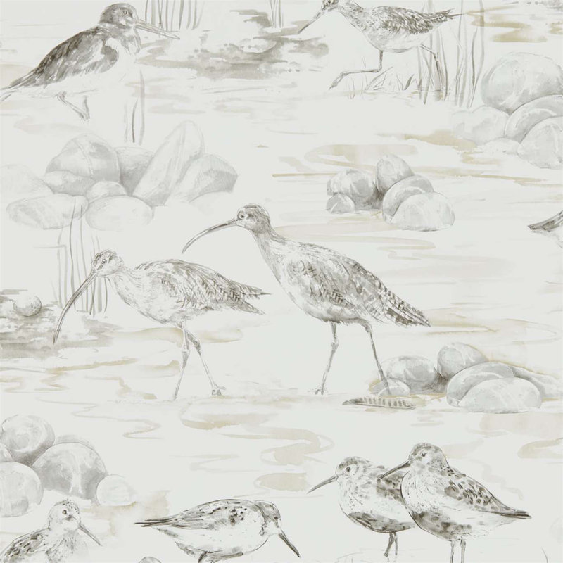 Estuary Birds Wallpaper, Chalk/Sepia