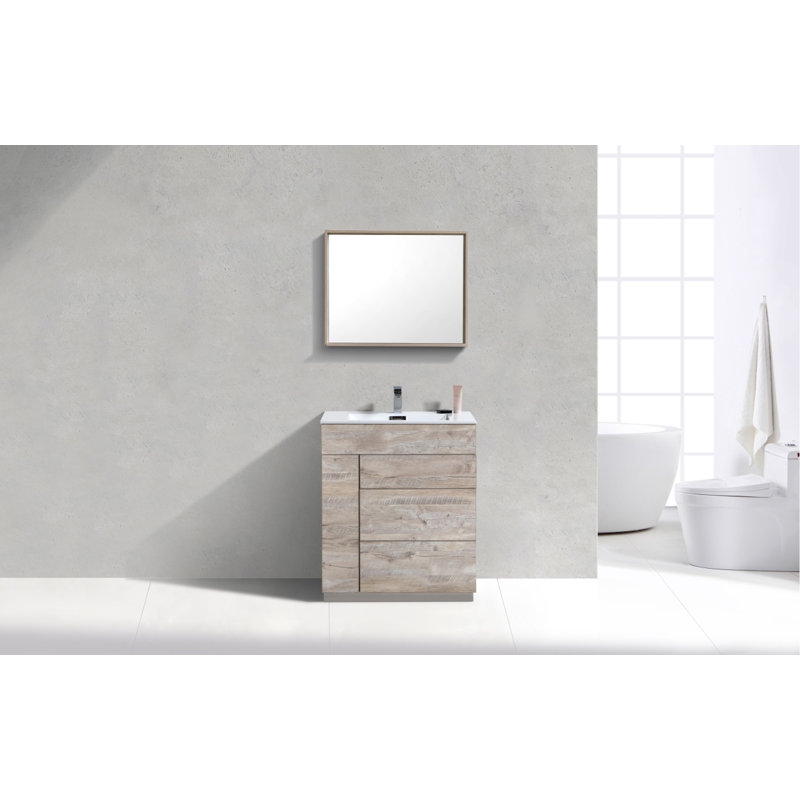 Ebling 29.5'' Single Bathroom Vanity with Acrylic Top, Natural Wood