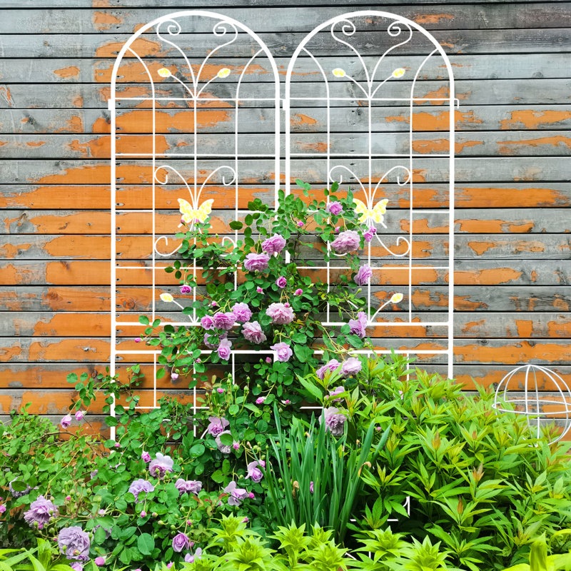 Ensemble de 2 treillis de jardin en métal 86,7 po x 19,7 po antirouille blanc crème, paquet de 86,7 po x 19,7 po blanc antidérapant