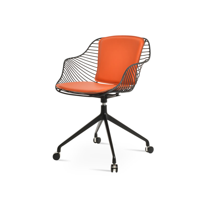 Fauteuil pivotant avec roulettes Zebra Spider, Noir, Orange