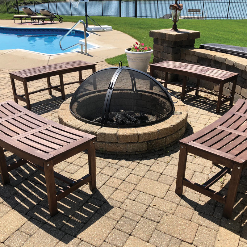 Round Fire Pit Spark Screen, 17.5" H x 34" W x 34" D