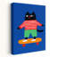 Skating Cat Playful Contemporary Cat Wall Art Print by Treechild - Wrapped Canvas Print-1753734077