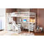 Lit mezzanine double avec commode, bureau et bande lumineuse, blanc-359197373-359197372