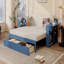 Structure de grand lit de jour avec bureau amovible, avec tiroirs de rangement et table d'appoint hydraulique, bleu-1160515053-1160515041