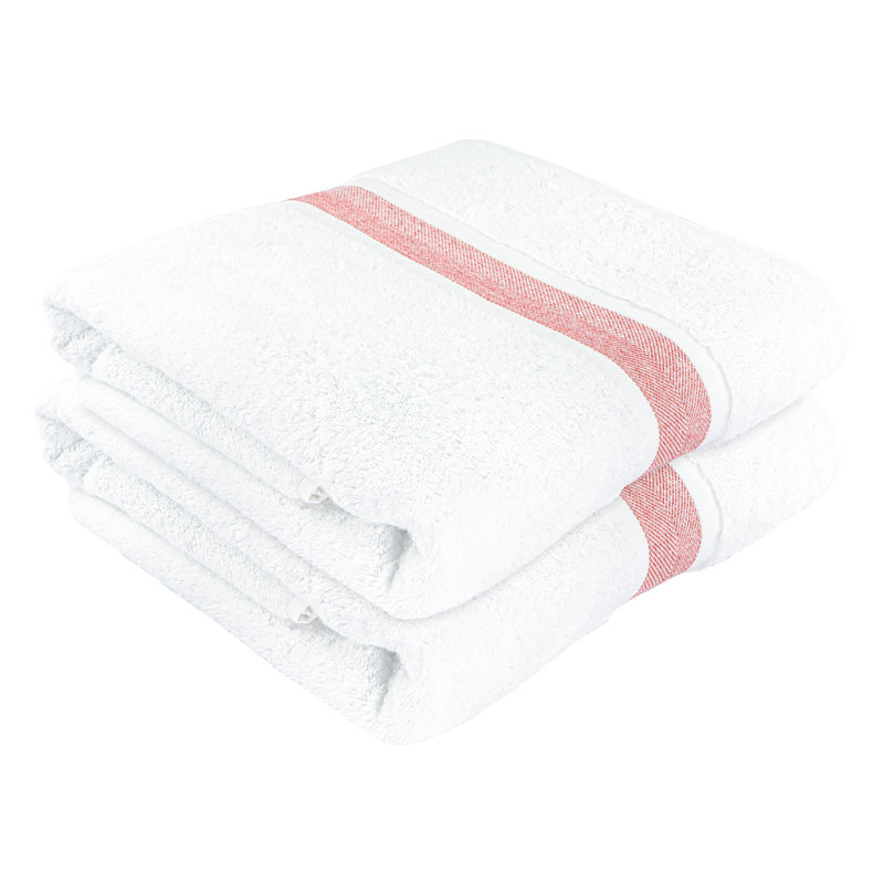 Plush Bath Towel, White/Somon, 2