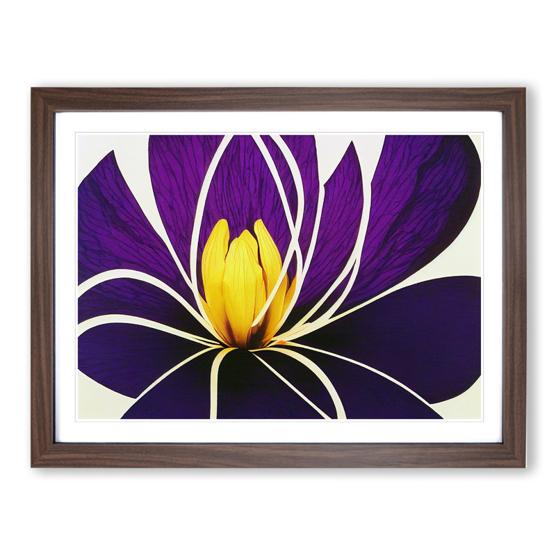 Uplifting Abstract Flower - Framed Print, 34cm H x 46cm W x 2cm D, Walnut