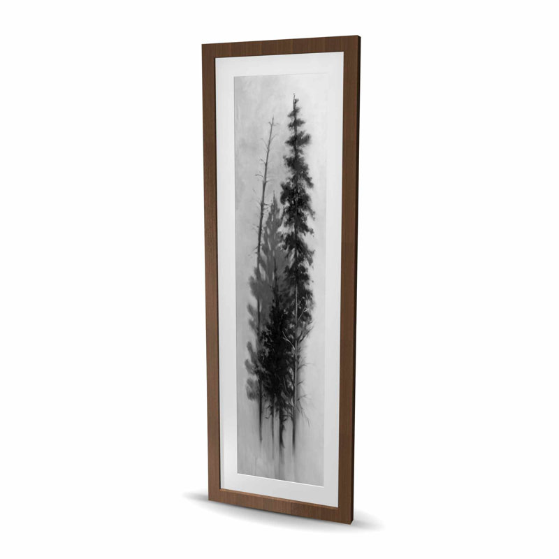 Silhouette d'arbres - reproduction encadrée en blanc mat