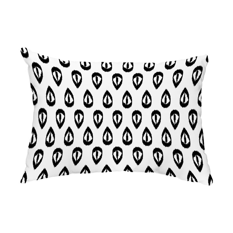 Geometric Outdoor Reversible Throw Pillow, Black